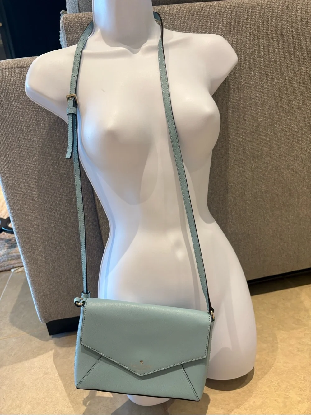 Kate Spade NY Cedar Street Monday envelope style leather crossbody bag blue